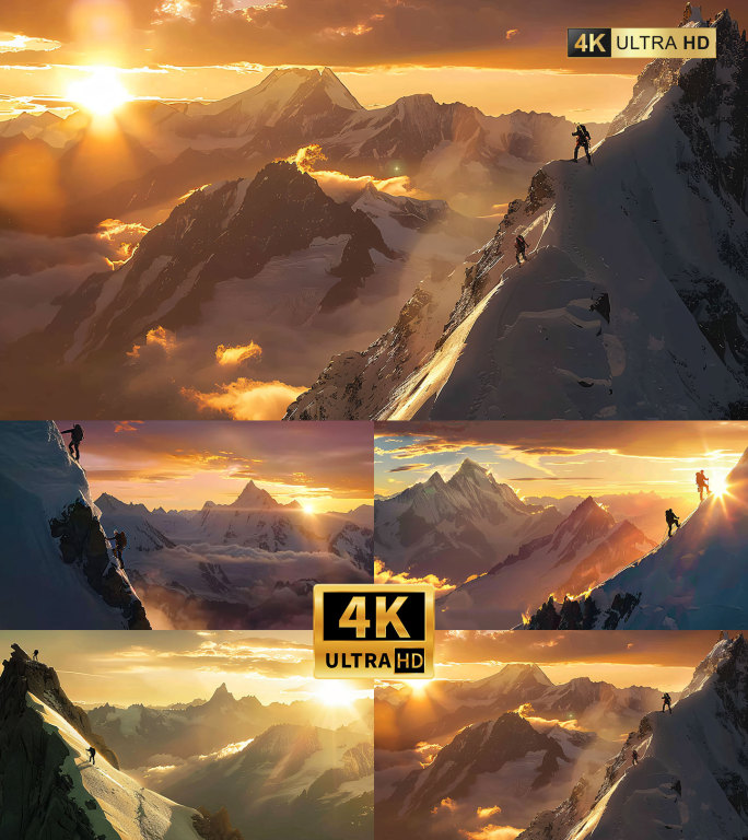 日落辉映攀岩攀登 挑战超越 企业精神