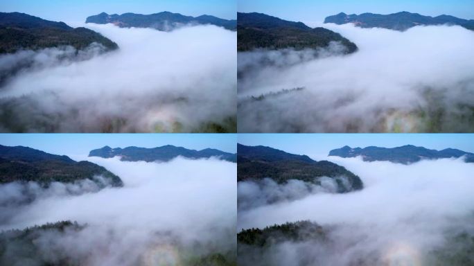 航拍山间云雾