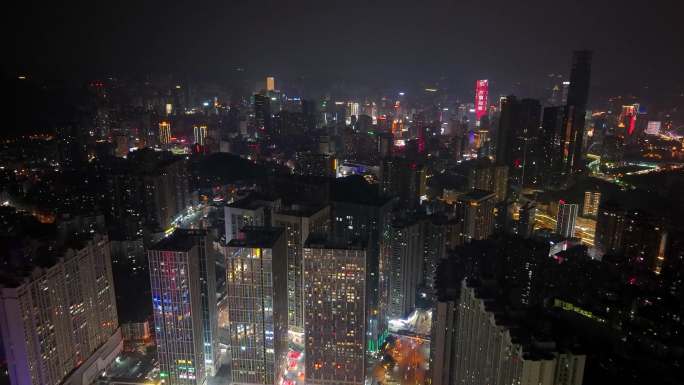 贵阳花果园夜景航拍4K御三