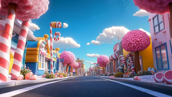 3D童话卡通街道背景