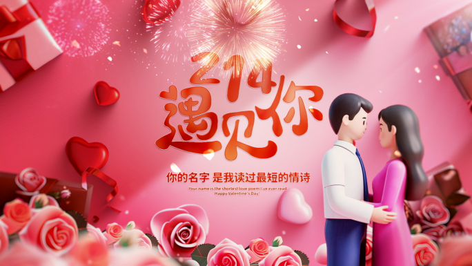 情人节片头214浪漫告白玫瑰花