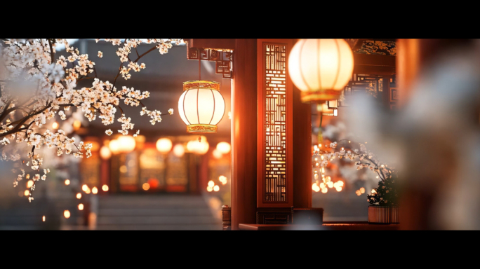 东方美学国风建筑中式建筑宽屏背景