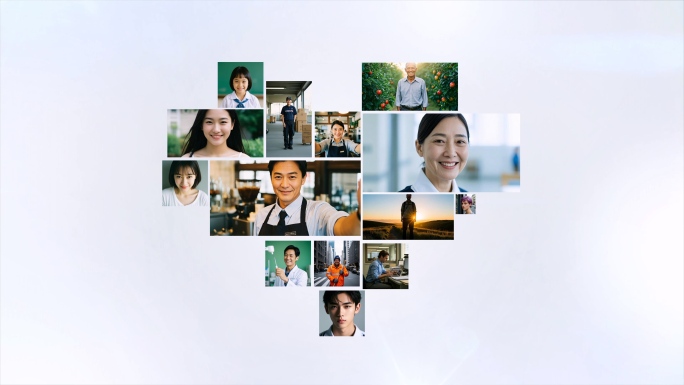 4K多照片汇聚爱心LOGO
