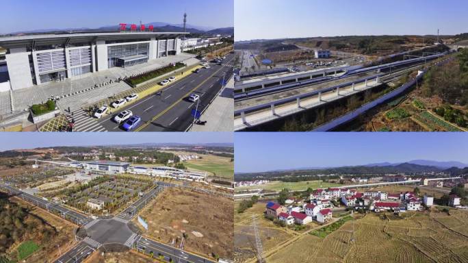 2025江西吉安万安县高铁站航拍素材