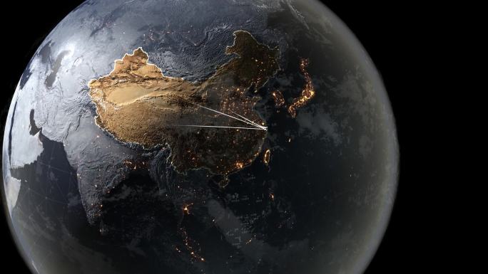 4K原创 上海辐射全球业务分布全球地图