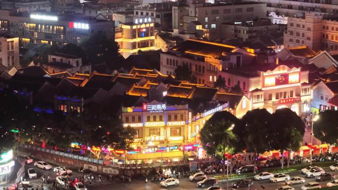 2025三街两巷夜景延时航拍素材历史街区