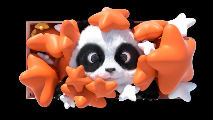 可爱熊猫三维裸眼3d（可定制）