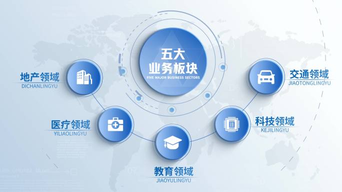【无插件】业务分类板块分类ae模版蓝色