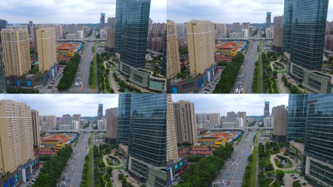 现代化都市高楼林立的繁华景象