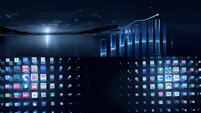 三维海平面曲线增长 logo展示