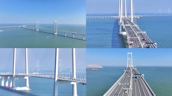 航拍深中通道蓝色海洋跨海大桥4K超清合集