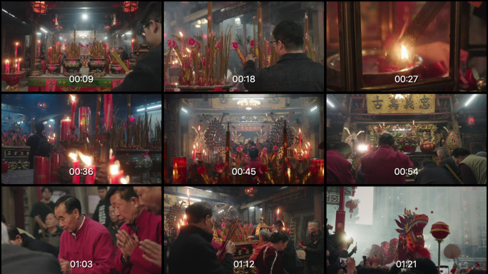 潮汕宗祠祠堂过年拜祖祈福迎神祷告习俗仪式