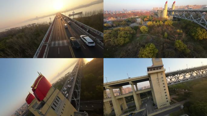 南京长江大桥日出穿越机FPV
