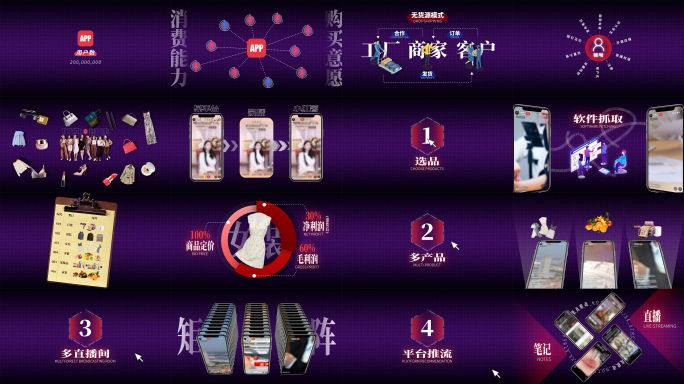 网络电商直播带货逻辑讲解科普AE模板