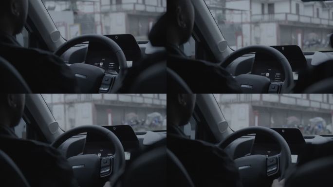 沿着街道行驶车里的视角