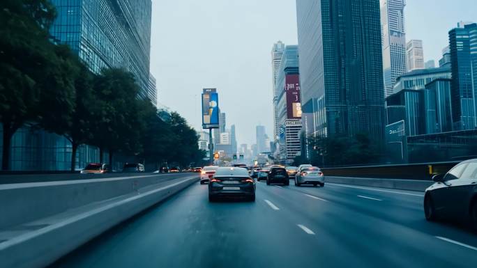 城市公路穿梭 第一人称视角慢动作