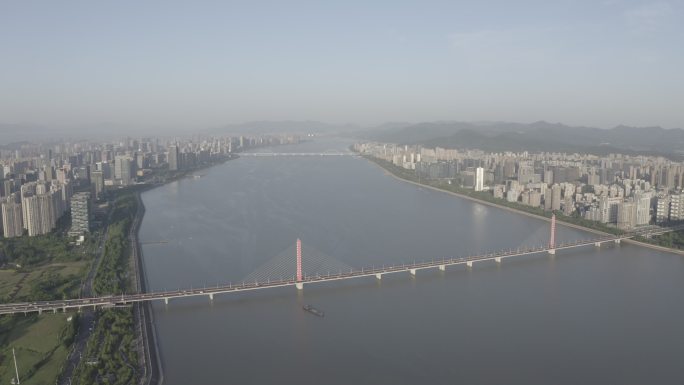 航拍杭州钱塘江