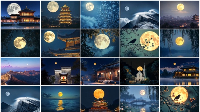 中秋 圆月 月亮 月亮延时 月亮升起