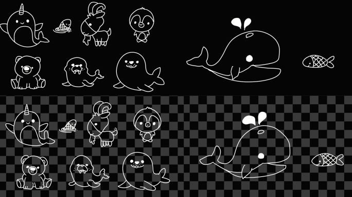 【8套】手绘小动物综艺线条动画