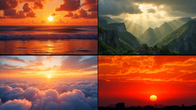日出东方日出唯美夕阳景色日出云海日落延时