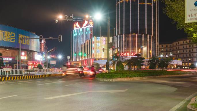 城市街道车流延时夜景电力