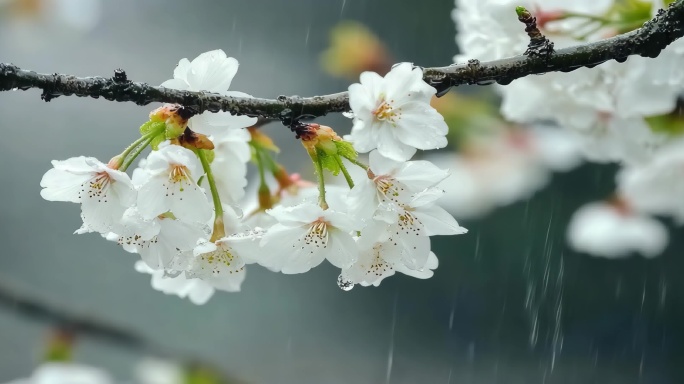 谷雨雨水惊蛰立春节气雨滴滴水中式意境屋檐