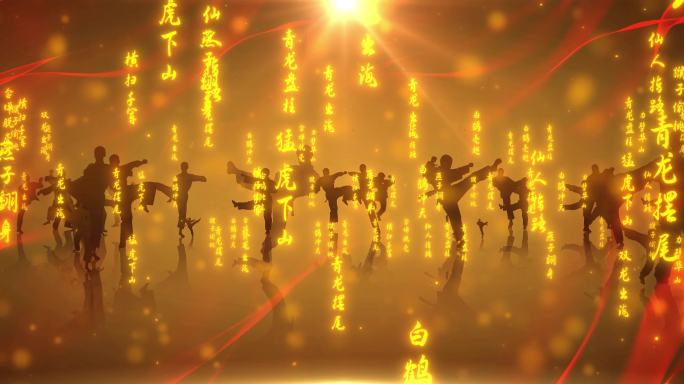 6K武术武打招数红绸背景无缝循环左到右