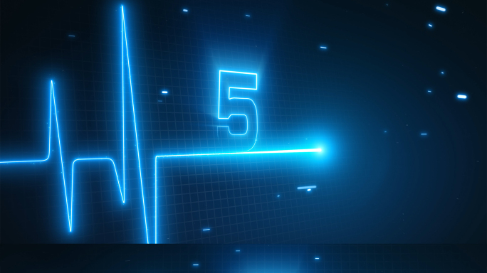 4k心电图跳动倒计时勾勒出logo