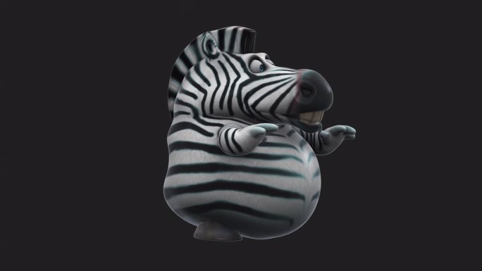 有趣的3D卡通斑马在说话（带透明通道）