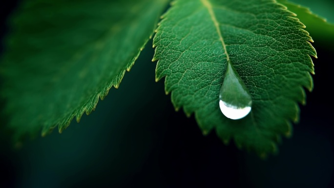 雨滴水滴落下春天绿色春暖花开种子发芽生长