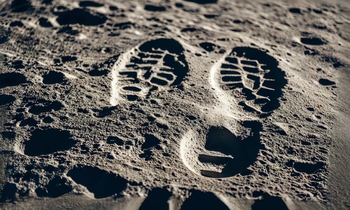 足迹集合月球雪地沙滩沙漠脚印
