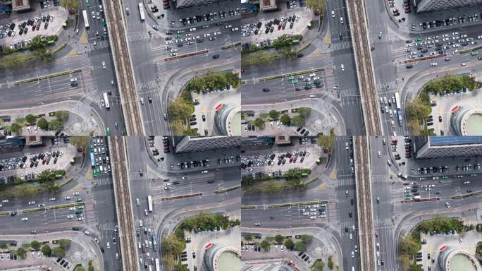 早晚高峰/交通堵车/车流密集/航拍延时