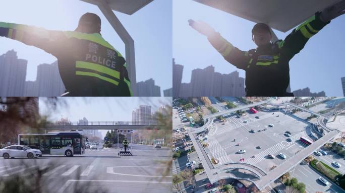 交警 执勤 疏导交通 110警察节 4K