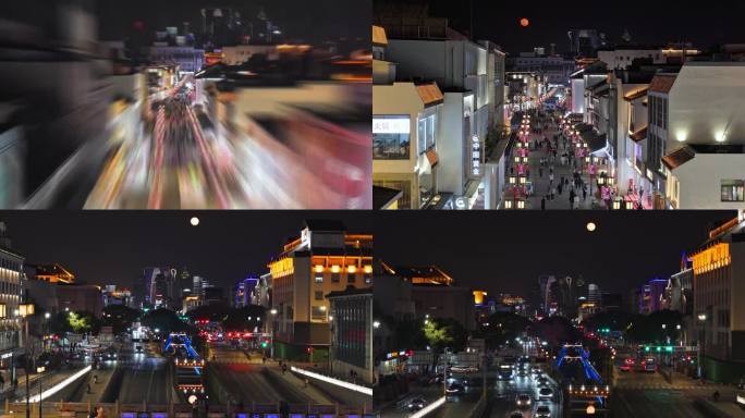 苏州观前街干将路夜景圆月