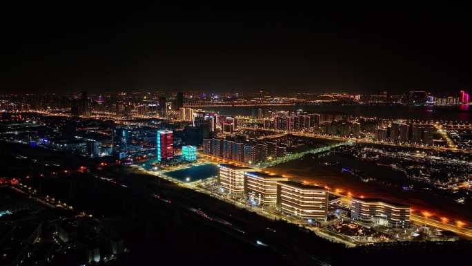 苏州市吴中区夜景航拍大景