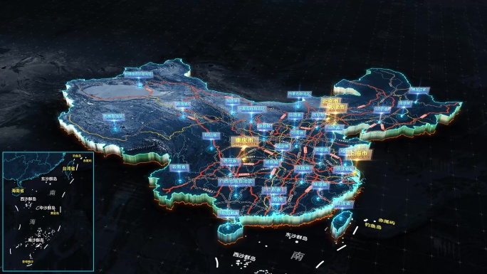 中国地图区位交通分析AE模板