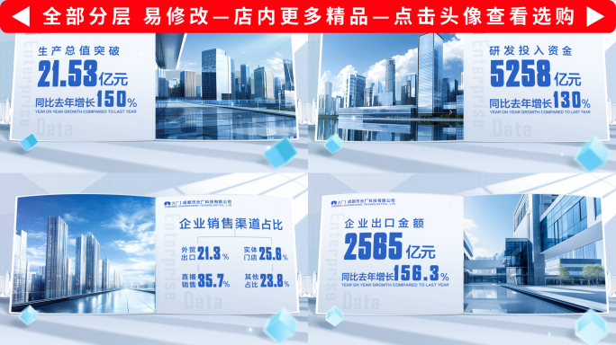 企业数据流展示图表增长数字年报