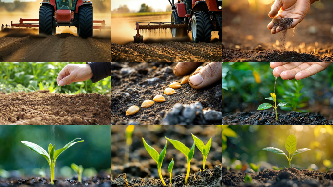 4K春天立春春分惊蛰芒种农业种植播种