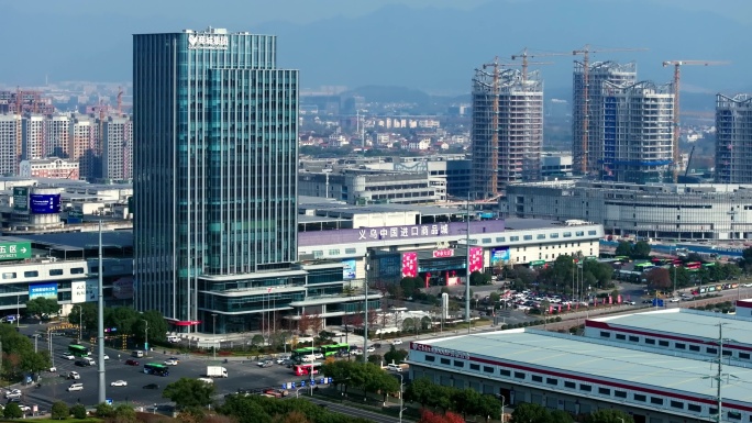 义乌国际商贸城航拍义乌小商品市场