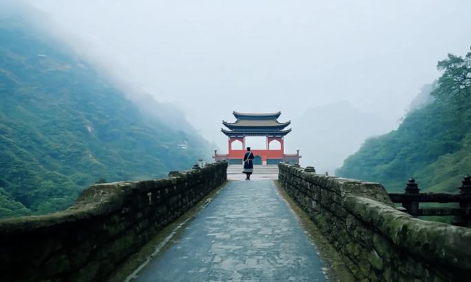 梅关古道山间石砌步道风景