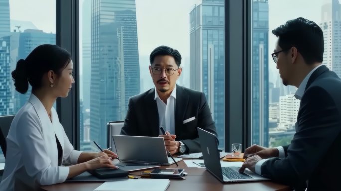 商务签约商务合作商务人士握手会议洽谈片头