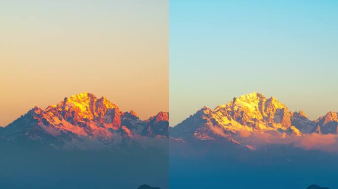 玉龙雪山日出日照金山 丽江全景 丽江日出