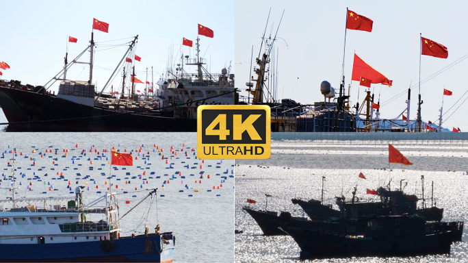 船上红旗飘扬4K实拍