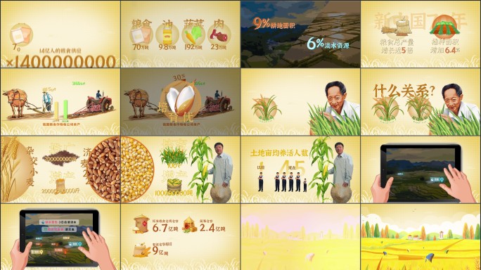 粮食作物农民种地产量丰收种植数据AE模板