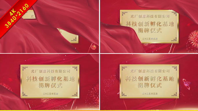 大气喜庆丝绸金字铜牌揭幕授牌AE模板