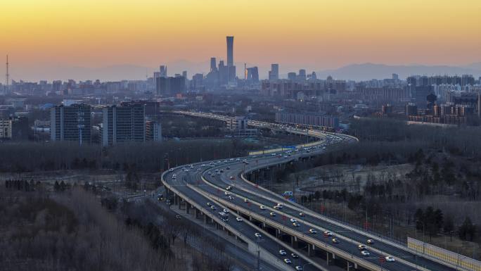北京城市地标CBD国贸中国尊广渠路延时