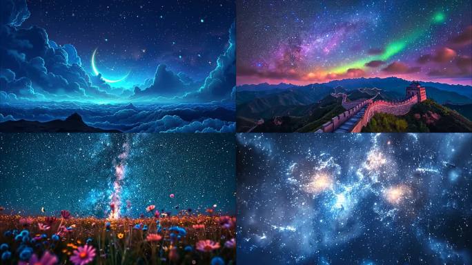 星空延时星云夜空星轨延时星空背景ai素材