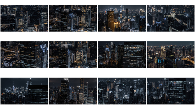 4K上海静安实拍夜景航拍合集