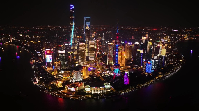 上海城市夜景航拍