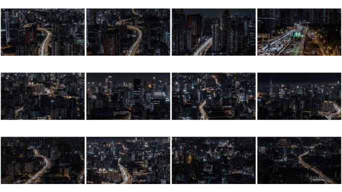4K上海南北高架实拍夜景航拍合集